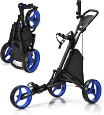 Carrello da Golf Pieghevole Carrello da Golf Altezza Regolabile Golfcaddy con 3 Ruote e Freno a Pedale