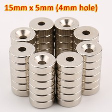 15mm x 5mm (foro 4mm) terre rare fai da te anello forte disco magnete rotondo