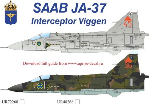 Decalcomania saab ja37 - decalcomania, 1:72