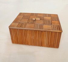 Scatola portaoggetti rettangolare con coperchio vintage in bambù