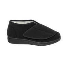 Fischer Hausschuh, Klettvelour, Frotteefutter, Wechselfußbett, Extraweite L, sch