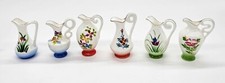 Set brocca miniatura dipinte a mano Bone China lotto (6) con etichette scatola spedizione originale vintage