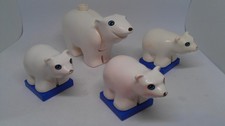 4x Lego Duplo Vintage Orso Polare Animale Zoo Artico Occhi Blu