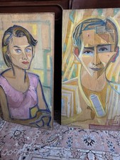 Coppia Di Ritratti Olio Su Cartone Telato E Legno Felice Casorati 