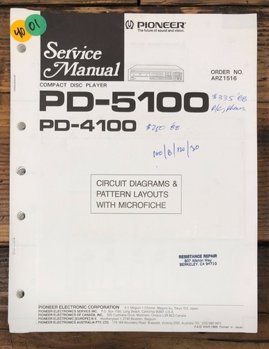 Pioneer 4100 5100 - pd-4100, pd-5100