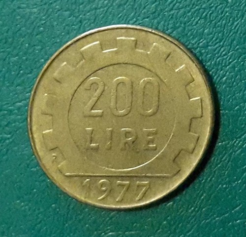 200 lire 1977 errore - -, firma