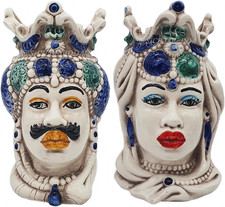 - Coppia Teste Di Moro Siciliane in Ceramica Di Caltagirone - Realizzazioni Unic