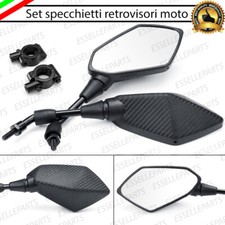 COPPIA SPECCHIETTI RETROVISORI MOTO CROSS SCOOTER CARBON + ADATTATORI MANUBRIO
