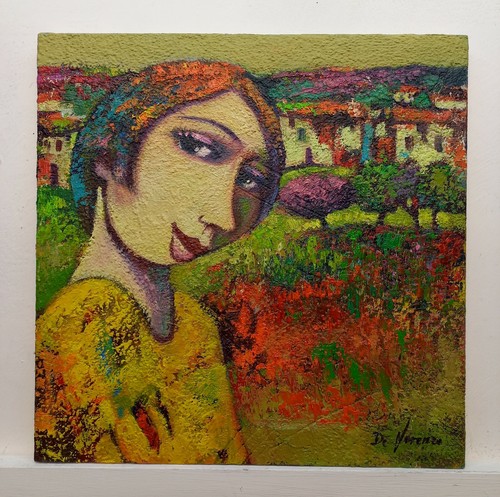 Quadro paesaggio figura olio - figura,