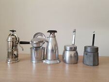 Lotto di  4 caffettiere in acciaio degli anni 50