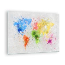 Quadro su Vetro 70x50cm mappa mondo moderno Stampe Immagini Moderni Murale