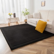 Black Coral Velvet Area Rug