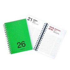 Agenda 2026 giornaliera annuale 15x21 cm A5 - diario con spirale - VERDE SCURO