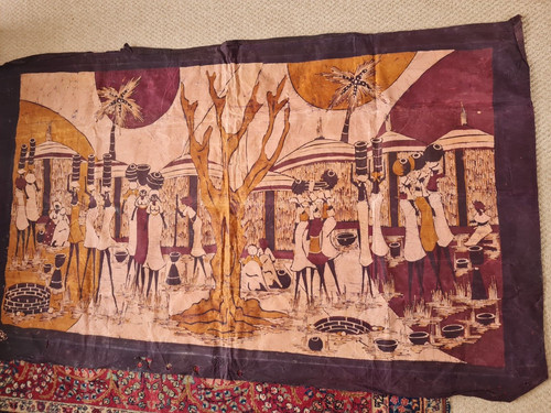 Old african batik wall hanging - wall,