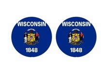 2x sticker adesivi adesivo bandiera rotondo coccarda usa americana wisconsin