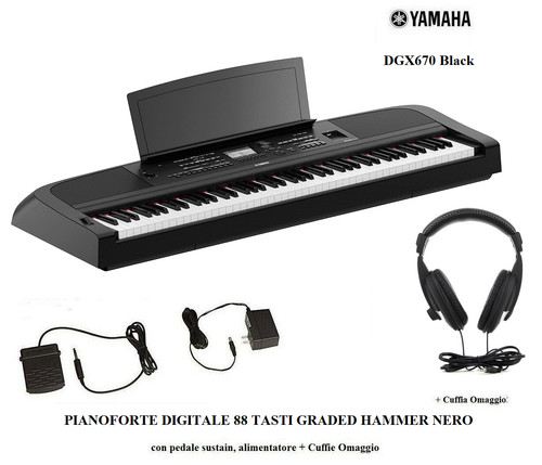 Yamaha dgx670 black piano - black,