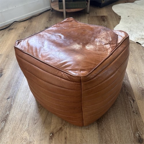 Brown leather square - brown,