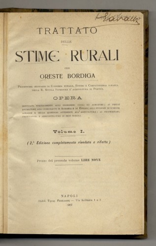 Trattato delle stime rurali.
