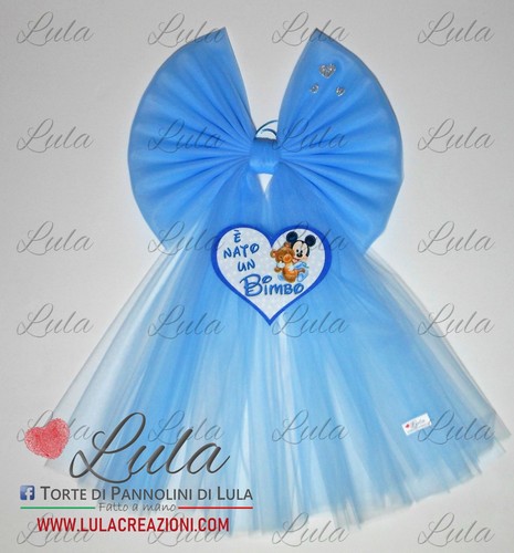 Fiocco nascita tulle - fiocco, +