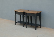Coppia di comodini tavolini laccati Shabby Chic top in legno, H 60,5 cm!