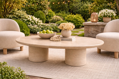 Travertine oval shape - shape, dining