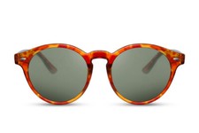 Occhiali da sole uomo e donna con montatura tonda arancione scuro maculata