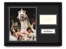 Billy Bremner firmato a mano 16x12 incorniciato foto display autografo Leeds United certificato di autenticità