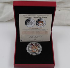 Laos 1000 Kip 2012 Anno del Drago Drago Argento 999 1 OZ con Stampa a Colori