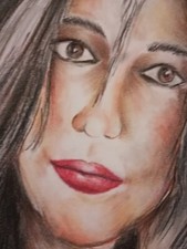 Quadro dipinto 24x33 pastello carta viso donna ragazza ritratto disegno 