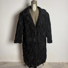 Cappotto in Pelliccia di Agnello Nero Vintage Lana Anni ’90