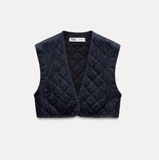 Zara Quilted Denim Vest