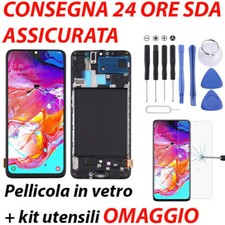 DISPLAY LCD FRAME PER SAMSUNG GALAXY A70 SM-A705 A705F TOUCH SCREEN SCHERMO NERO