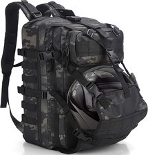 Zaino Moto Uomo, Grande Zaino Militare 45L, Espandibile Zaino Porta Casco Moto, 
