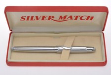 Silver Match penna stilografica FP in acciaio cromato, vintage '80 new in box 