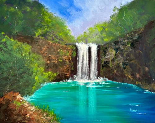 Grande cascata che cade - , dalle