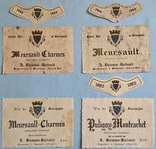 4 étiqts A.Buisson-Battault, Meursault-Charmes , Meursault et Puligny-Montrachet