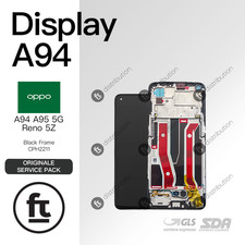 OPPO DISPLAY A94 5G /A95 5G /RENO 5Z CPH2211 ORIGINALE SERVICE FRAME NERO TOUCH 