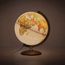MAPPAMONDO GLOBO ANTIQUUS 30 CM ANTICO NOVARICO BASE IN LEGNO D' ARREDAMENTO NEW