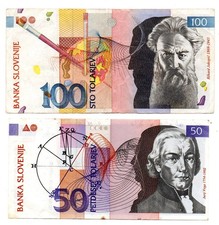 SLOVENIA  - 2 BANCONOTE DA 50 E 100 TOLARJEV DEL 1992