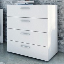 Cassettiera camera da letto ufficio 4 Cassetti 70x40x82h cm settimino bianco