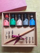 Pennini, penna legno + 5 inchiostri  Italia con scatola CAMPO MARZIO