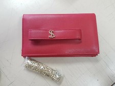 Portafoglio/borsetta/pochette donna rossa con catena oro