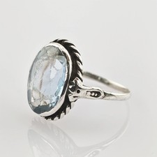 Anello in argento Art Déco con grande topazio anni '30