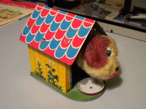 Vintage dog tin toy with - vintage,