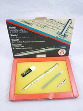 VECCHIA PENNA A SFERA 4 COLORI A TIMBRO RARA SET COMPLETO 1960 CA MARCA M 