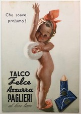 TALCO FELCE AZZURRA PAGLIERI CARTOLINA PUBBLICITARIA ILLUSTRATORE BOCCASILE