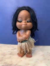GRANDE GIOCATTOLO VINTAGE GOMMA VINILE BAMBINO hawaiana BAMBOLA hong kong anni 60-70