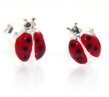 orecchini bambina argento 925 coccinella rossa pois 1 paio donna ragazza bambina
