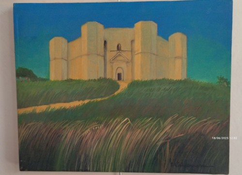 Dipinto olio tela castel - su,