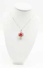 COLLANA CAMPANELLA TRAFORATA SMALTATA ROSSO IN ARGENTO 925 RODIATO IN ORO 18KT